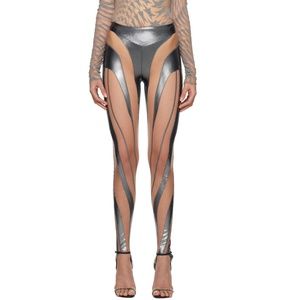 Mugler Metallic Spiral Leggings Size FR 34 (XS